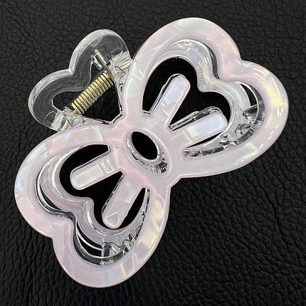 Краб для волосся міцний французький пластик бантик ніжно-лилового кольору довжина 4.5 см ширина 6.5 см, фото 1