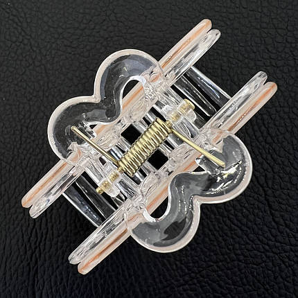 Краб для волосся міцний французький пластик бантик перламутру рожевого кольору довжина 4.5 см ширина 6.5 см, фото 2