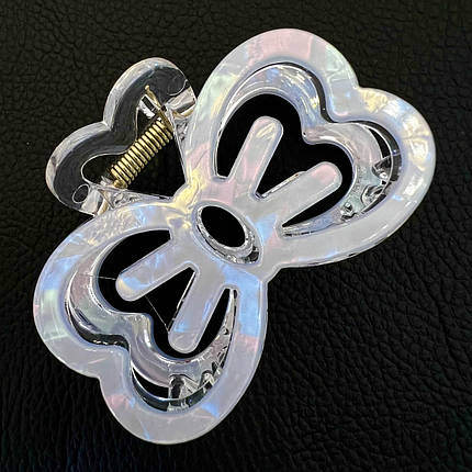 Краб для волосся міцний французький пластик бантик перламутра блакитного кольору довжина 4.5 см ширина 6.5 см, фото 1