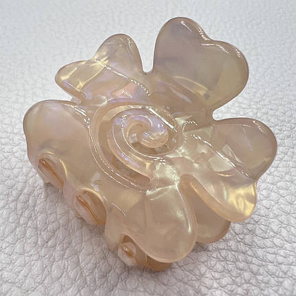 Краб для волосся французький пластик бантик кремового кольору завдовжки 3,5 см ширина 4 см, фото 1