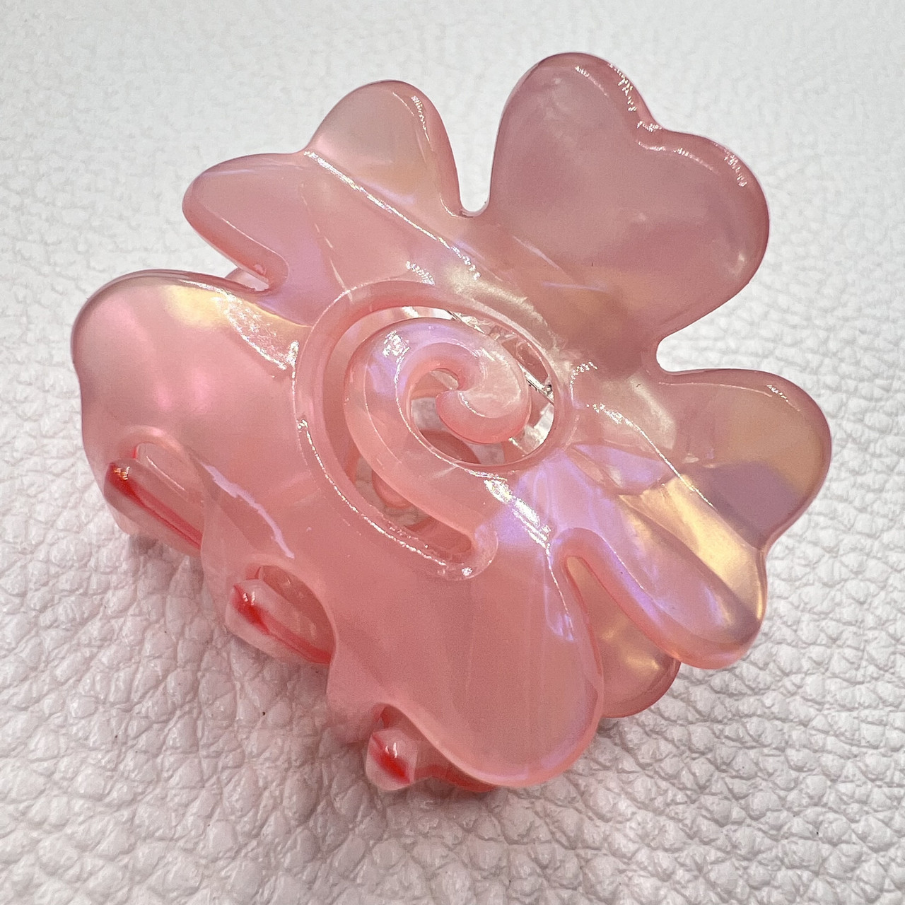 Краб для волосся французький пластик бантик рожевого кольору завдовжки 3,5 см ширина 4 см