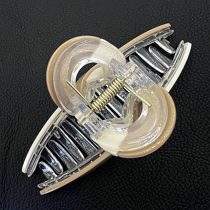 Краб для волосся пластик пвх глянсовий із квіточкою в стразах темно-фіолетового кольору довжина 4 см ширина 11 см, фото 2