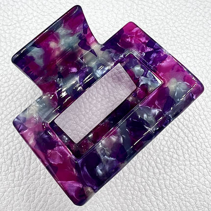 Краб для волосcя акрил глянсовий мармурово-бузковий з вкрапленнями довжина 4.5 см ширина 5.5 см, фото 1