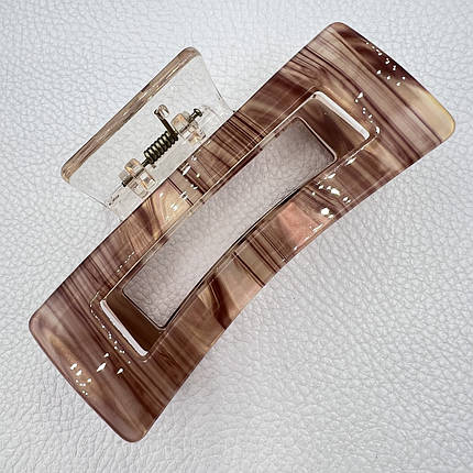 Краб для волосcя акрил глянсовий с визирунками карамельного кольору довжина 4 см ширина 8.5 см, фото 2