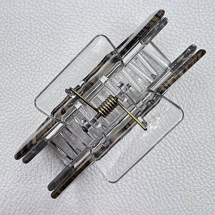 Краб для волосcя акрил глянсовий с визерунками янтарного кольору довжина 4 см ширина 8.5 см, фото 2