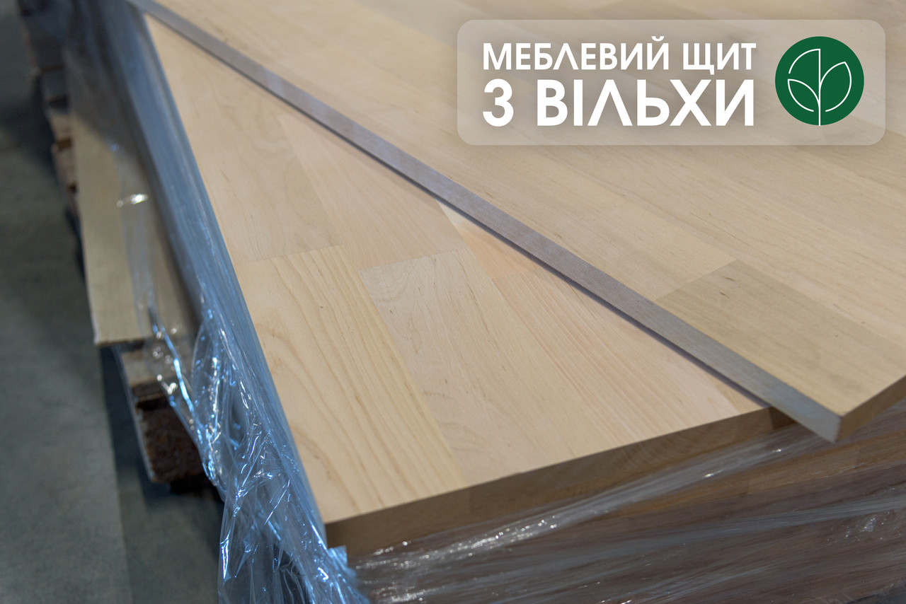 Меблевий щит із вільхи зрощений, 20 мм, 2,00 х 0,65 м, 1 ґатунок
