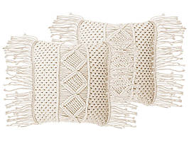 2 декоративних подушок ручної роботи YORTAN, 45×45 см, світло-бежевий