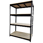 Стелаж металевий (180 x 150 x 60 см) 4 полиці, навантаження - 500 кг на полицю, Чорний, фото 3