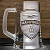 Пивний келих з гравіюванням ФК Маріуполь з матовою ручкою, фото 2