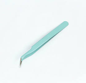 Пінцет для нарощування вій (скошений, гострий) Бірюзовий В-1