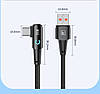 Кутовий Кабель для заряджання та передачі даних Toocki 90 Degree black / 6A/100W / USB Type-A to USB Type-C / 2 м, фото 4