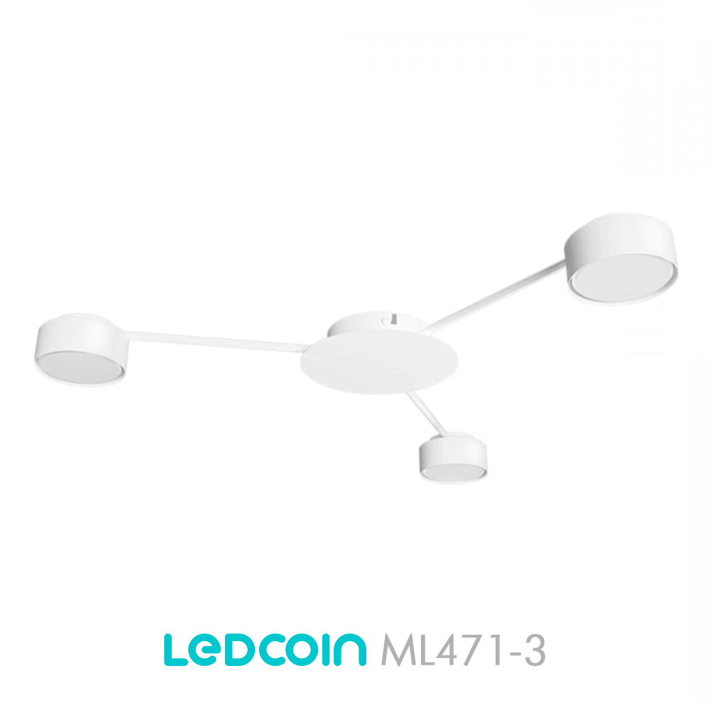 Люстра ML471-3 бiла Ledcoin на 3 лампи GX53 (стельовий світильник під змінні LED лампи) Ø630х55мм, фото 1