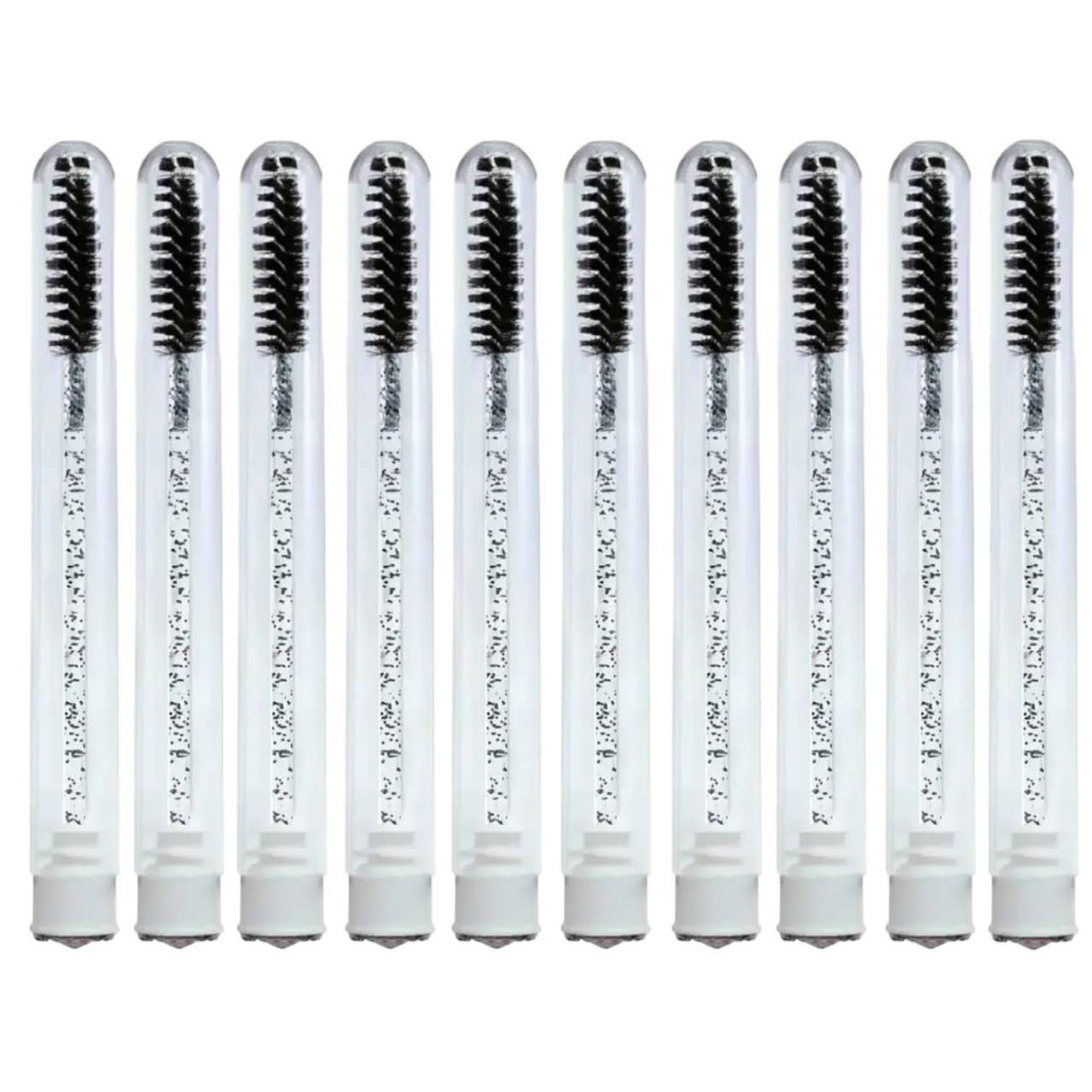Щіточки в тубусі нейлонові для вій та брів з блискітками 12 шт. у наборі Чорний D, фото 1