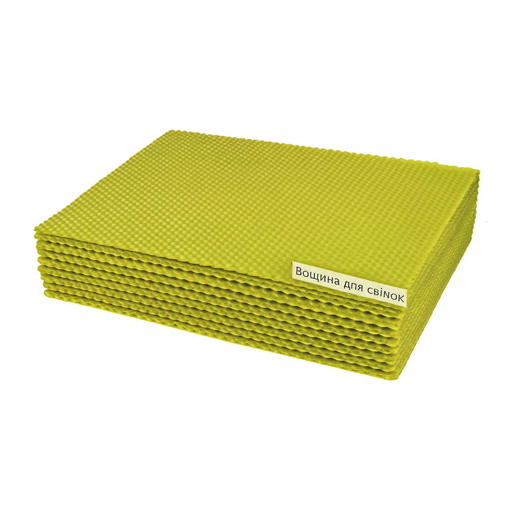 Комплект вощини для свічок з бджолиного воску Промис-Плюс, 21 см*26 см, 20 аркушів. Колір оливковий