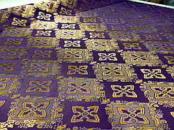 Шовкова церковна тканини Агапа фіолетова  з золотом