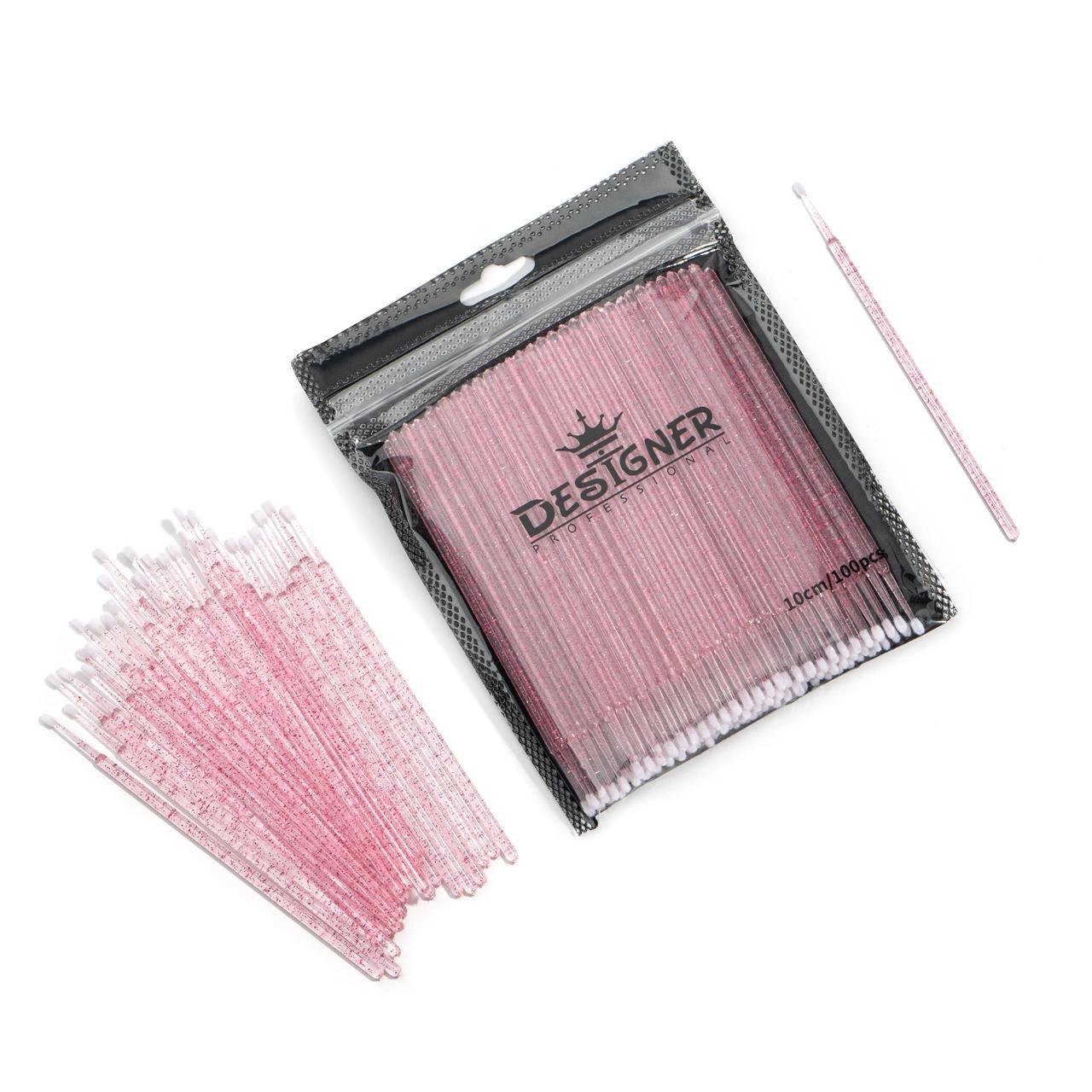 Мікробраші одноразові Дизайнер (мікроаплікатори) для нарощування та ламінування вій, 100 шт./уп. Рожевий, фото 1