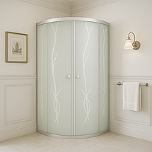 Душова кабіна KO&PO 7122-11 90х90х180 см без піддону матове скло з принтом розсувні двері, фото 2