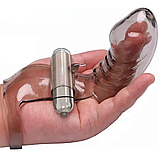 Вібростимулятор на батарейках, Чорна силіконова насадка на палець, Стимулятор клітора та вагіни, Інтимні іграш, фото 6