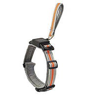 Нашийник із вбудованим повідцем 2в1 для дрібних та середніх собак Сірий, розмір M