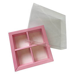 Коробка130х126х35 на 4 комірки рожева