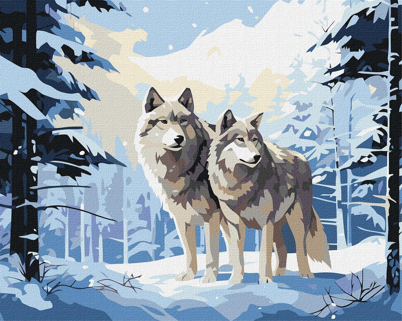 Картина за номерами Тварини. Два вовки 40*50 см Ідейка KHO 6572, фото 1