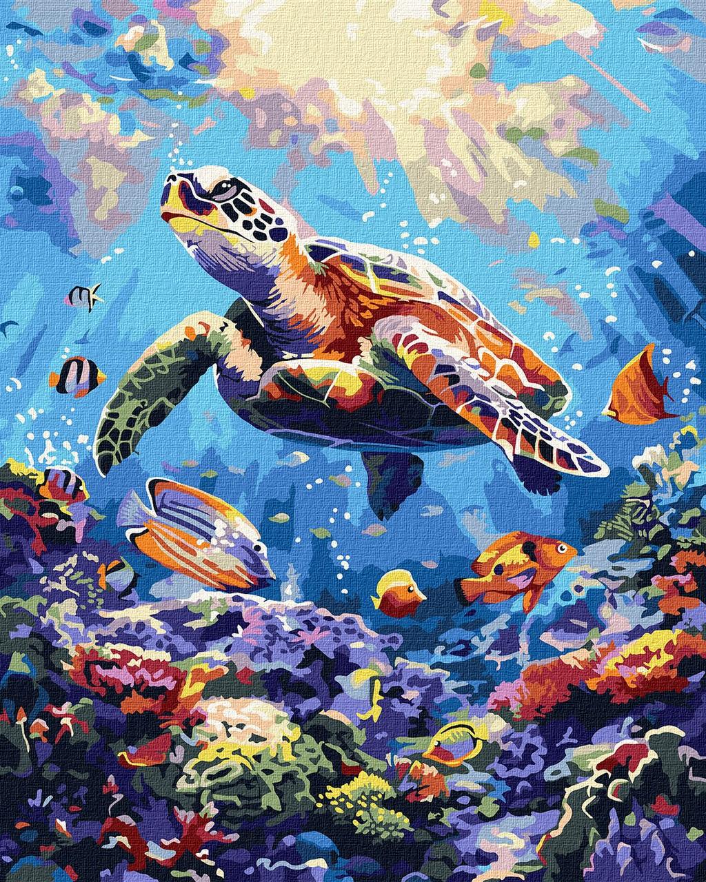 Картина за номерами Пейзаж. Підводний світ - черепаха 40*50 см Ідейка KHO 6660, фото 1