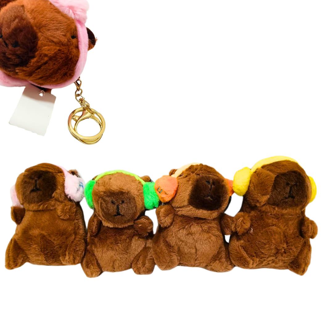 Брелок м'який плюшевий Капібара в навушниках 13 см хутро, асорті No9197, фото 1