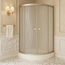 Душова кабіна KO&PO 7122-6 90х90х195 см на низькому піддоні розсувні двері матове скло з принтом хвилі, фото 2