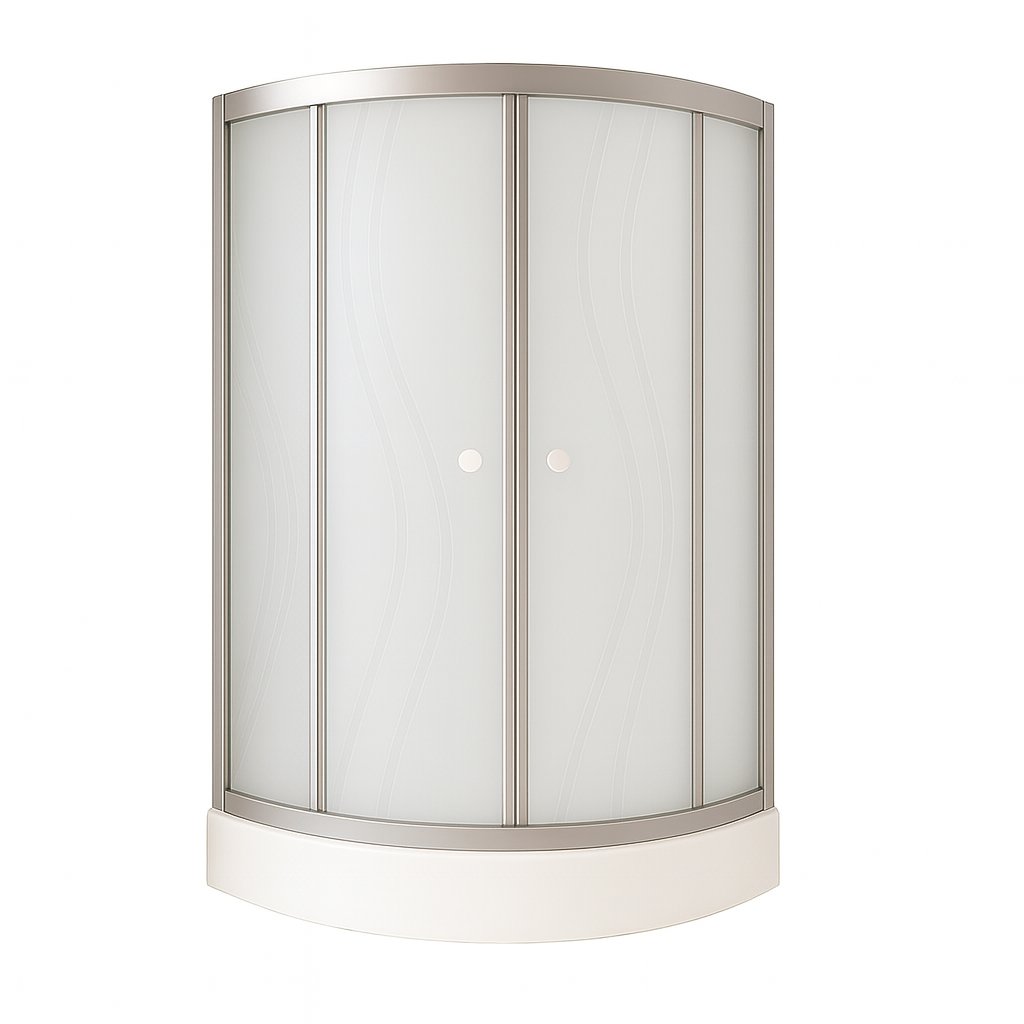 Душова кабіна KO&PO 7122-6 90х90х195 см на низькому піддоні розсувні двері матове скло з принтом хвилі