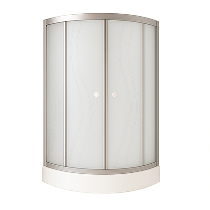 Душова кабіна KO&PO 7122-6 90х90х195 см на низькому піддоні розсувні двері матове скло з принтом хвилі, фото 1