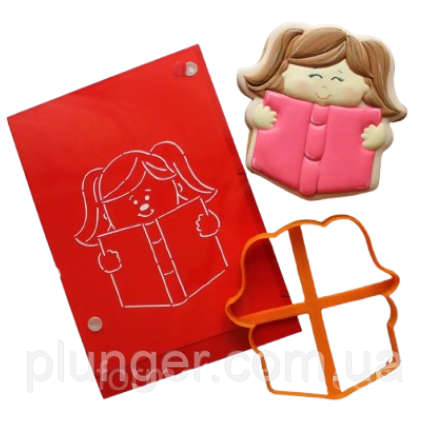 Вирубка з трафаретом для пряника Школярка, 12 см, фото 1