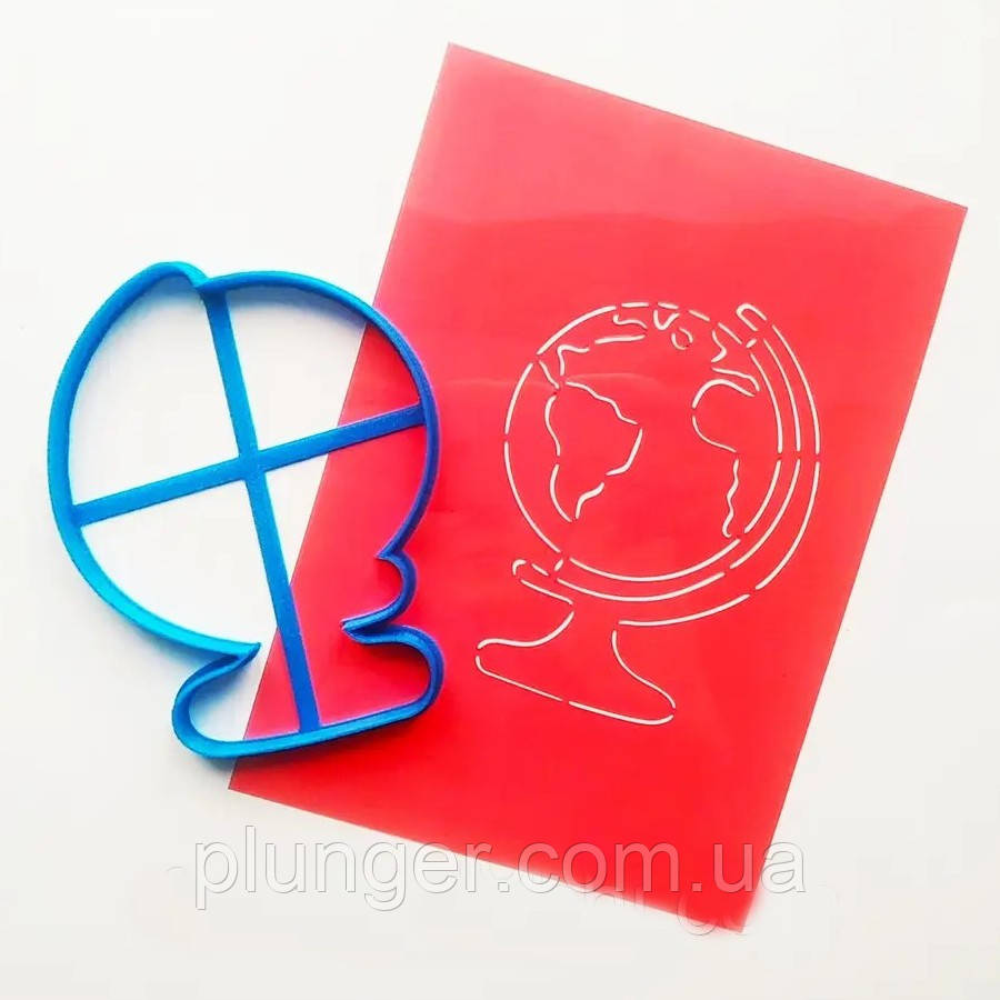 Вирубка з трафаретом для пряника Глобус, 10 см, фото 1