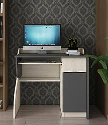 Маленький сучасний комп'ютерний письмовий стіл для ноутбука 90 см з тумбою і полицею для клавіатури Ронні Летро