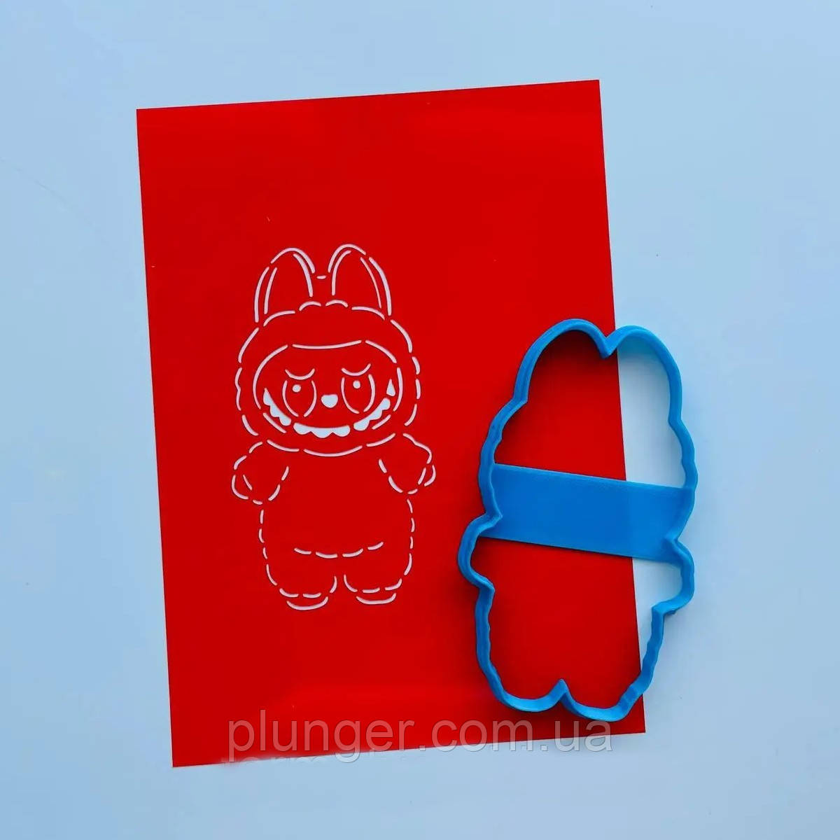 Вирубка для пряника пластикова з трафаретом Лабубу, 12 см, фото 1