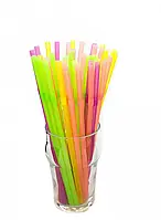 Трубочка для коктейлів Ø 4,8 мм 21 см люмінісцентна з довгим коліном 200 штук