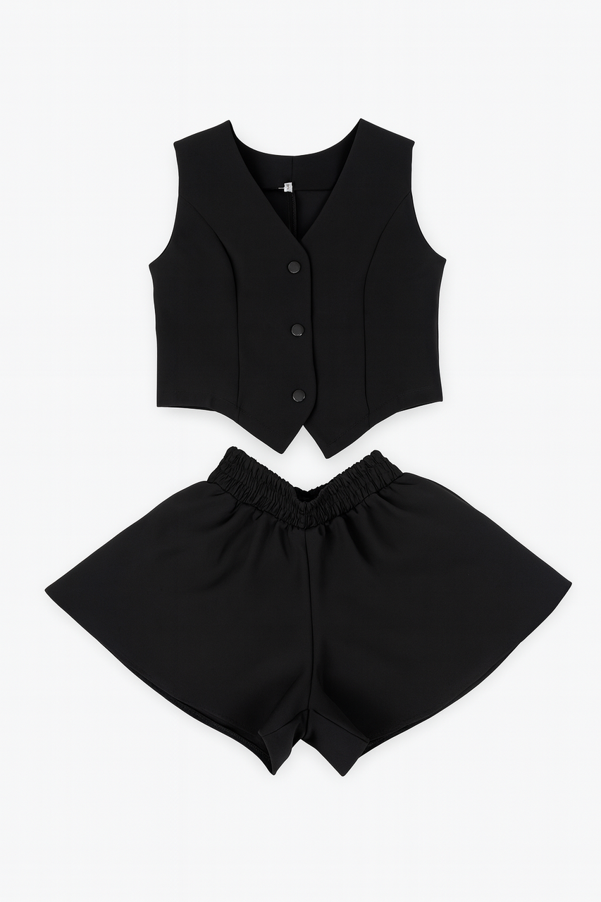 Дитячий комплект жилетка і спідниця чорний, фото 1