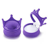 Футляр корона фіолетова з камінням оксамит для ювелірних виробів під кільце або прикраси розмір 6,5Х6,5Х4,5 см