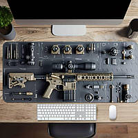 Ігровий килимок для миші із зображенням штурмової гвинтівки 300*800*3 мм Сірий