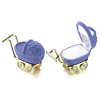 Футляр коляска блакитна оксамит для ювелірних виробів під кільце або прикраси розмір 6,5Х6,5Х6 см