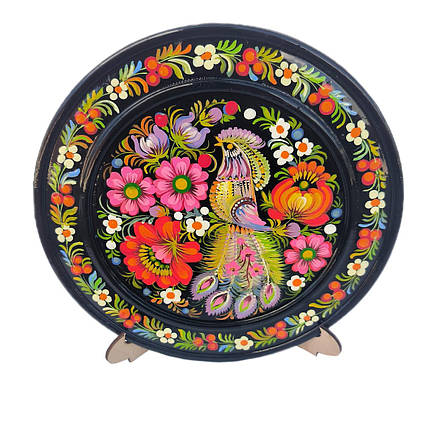 Тарілка 20 см у подарунковій коробці "Пташка" з авторським петриківським розписом, фото 1