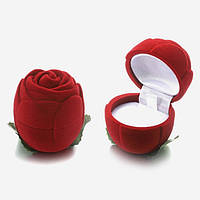 Футляр роза маленькая круглый красный бархат для ювелирных изделий под кольцо кулон цепь размер 4Х5Х4 см