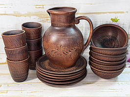 Класичний набір глиняного посуду на 6 персон 19 предметів
