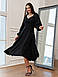 Елегантне жіноче плаття міді Polina з довгими рукавами, декольте та розкльошеною спідницею, чорне, фото 3