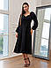 Елегантне жіноче плаття міді Polina з довгими рукавами, декольте та розкльошеною спідницею, чорне, фото 2