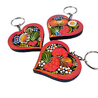 Брелок "Серце Яскраве" 5,5*6 см., з Петриківським розписом