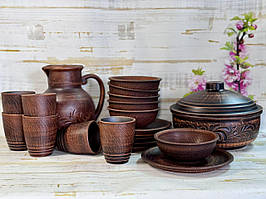 Набір глиняного посуду "Сімейний" на 6 персон 20 предметів