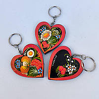 Брелок "Серце, кална та сині квіти" 5,5*5 см., з Петриківським розписом, ручна робота