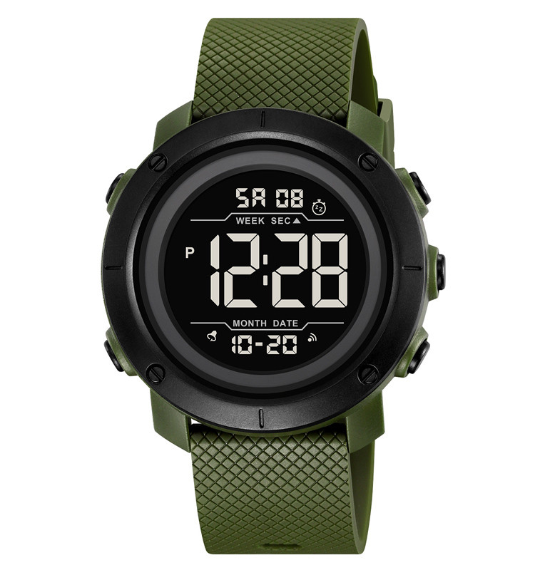 Skmei 2497 мужские спортивные часы зеленые с черным циферблатом на каучуковом ремешке - фото 1 - id-p2701750527