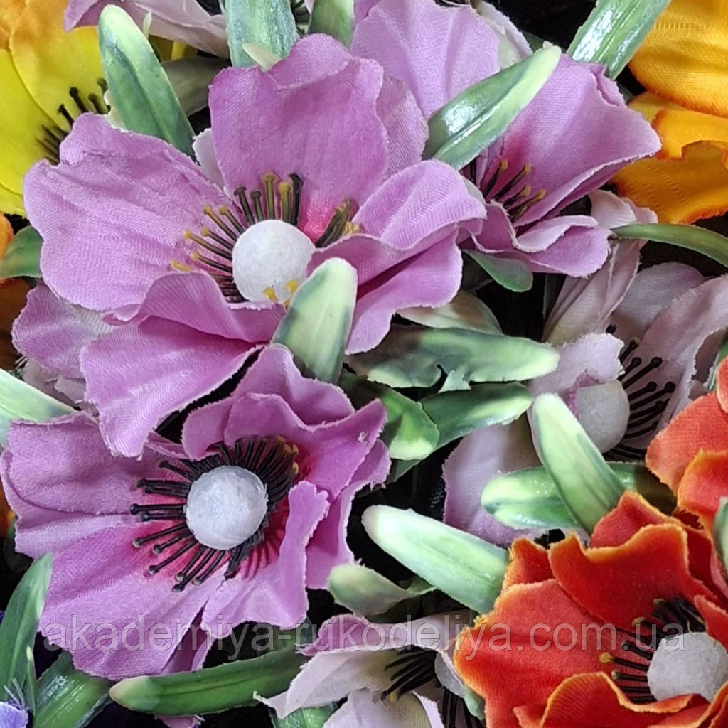 Маленький букет мак (мальва) 21 см — рожевий, фото 1