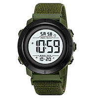 Skmei 2497 мужские спортивные часы зеленые с белым циферблатом на нейлоновом ремешке